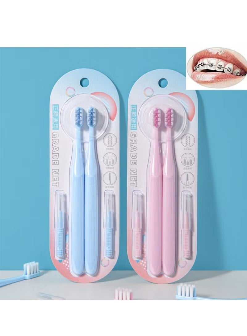 U-Shaped Orthodontic Toothbrush Soft Bristle (4 PCS) with one Inter-Dental Brush - Image 1