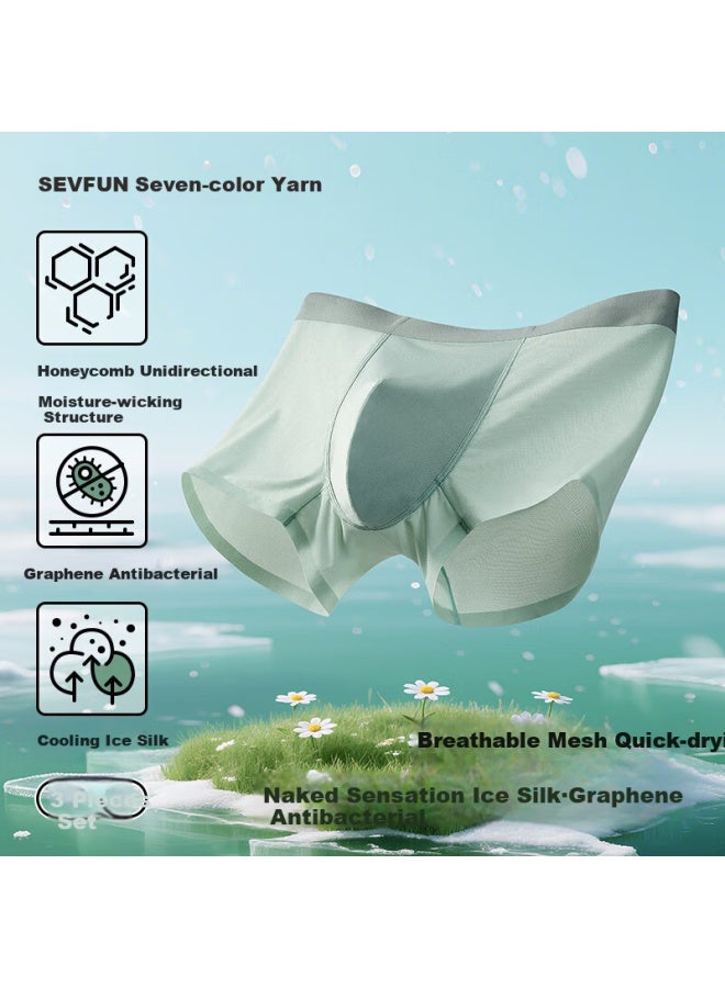 Sevfun Qisefang Men's Underwear, Antibacterial Spring And Summer Cool Breathable Boxer Briefs, Loose-fitting Large Size Shorts, 3-pack - Image 1