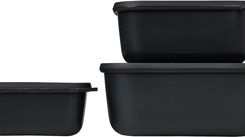 Mepal Cirqula Multi Rectangular 3-Piece-Bowl Set-Food Storage Containers-Stackable-Dishwasher Safe, Hoch, Nordic Black - Image 1