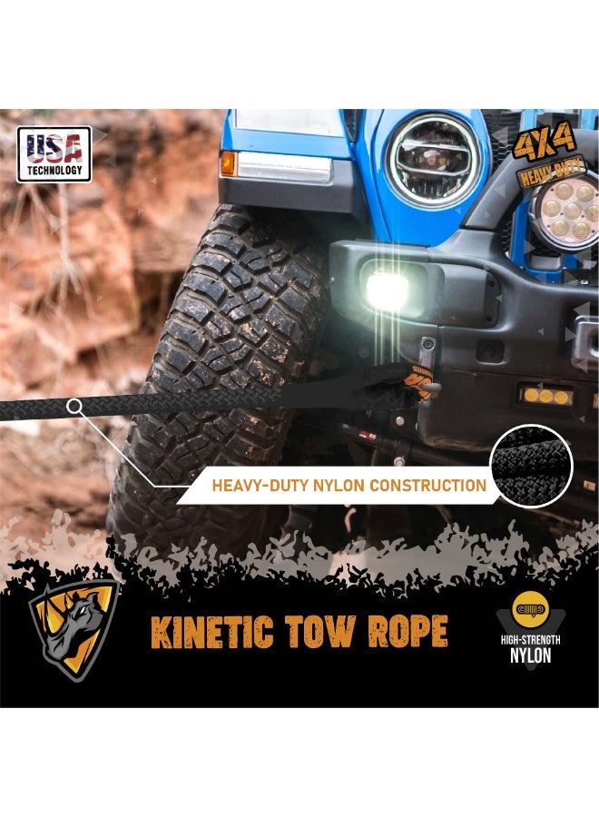 FORCE USA حبل سحب كينتيك ثقيل 6م (8.2 طن) - حبل استرداد نايلون مع حلقات معززة للاستخدام في 4WD، SUV، شاحنة والطرق الوعرة - ممتص للصدمات، مقاوم للعوامل الجوية ودائم - Image 3