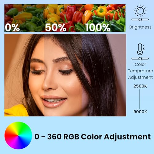 HIFFIN LT-002 Black RGB Video Selfie Light Kit – Dimmable (2500K–9000K), 40 RGB + 60 Bi-Color LEDs, 24 FX Modes, Built-in 3000 mAh Battery, Clip-on, LCD Display, CRI 95+ – Ideal for Live Streaming - Image 5