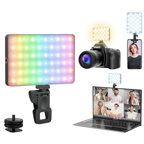 HIFFIN LT-002 Black RGB Video Selfie Light Kit – Dimmable (2500K–9000K), 40 RGB + 60 Bi-Color LEDs, 24 FX Modes, Built-in 3000 mAh Battery, Clip-on, LCD Display, CRI 95+ – Ideal for Live Streaming - Image 1