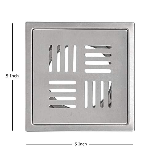 Shapure Stainless Steel Grade 304 Bathroom Drain Channel Grating Cover Floor Anti-Cockroach Jali in Matt Finish (Diamond Jali, 5" X 5") - Image 2