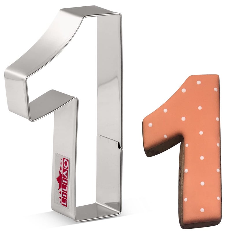 LILIAO LILIAO Number 1 Cookie Fondant Biscuit Cutter for Birthday/Anniversary/Special Day - 2.1 x 4 inches - Stainless Steel - Image 1