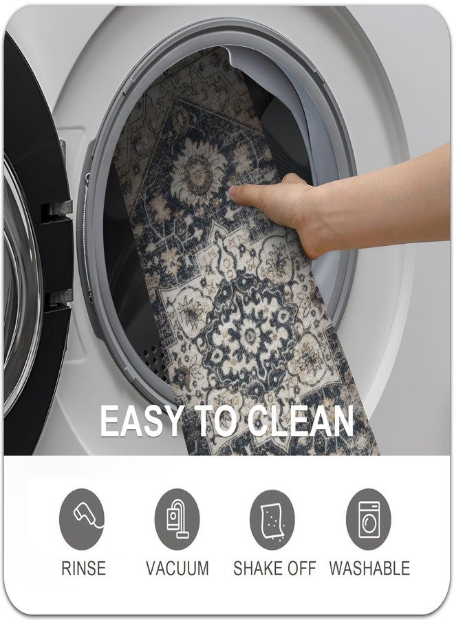 Collive Washable Indoor Doormat, Non Slip Retro Floor Mat 20"x32" Small Rug Quick Absorbent Entrance Rug Distressed Black/Multi Front Door Mat, Welcome Mats Entryway Doormat for Kitchen Home Patio - Image 3