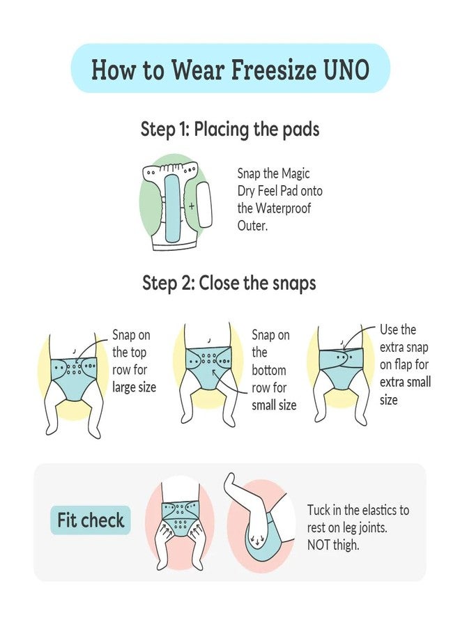 سوبربوتمز مجموعة هدايا SuperBottoms لتدريب الأطفال الصغار على تغيير الحفاضات واستخدام المرحاض - حفاضة قماشية UNO قابلة لإعادة الاستخدام بمقاس واحد مع وسادة قطنية عضوية + وسادة حماية + 3 سراويل داخلية مبطنة + قطعة واحدة من Charmling (من 3 أشهر إلى 3 سنوات) (7 قطع) - Image 3