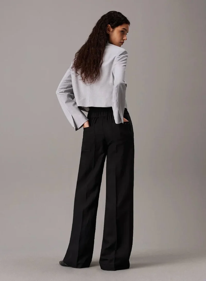 Calvin Klein Ck Black Wide Leg Linen Blend Trousers for Women | Best Price UAE