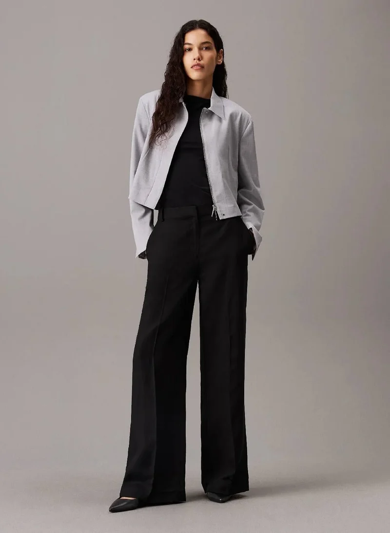 Wide Leg Linen Blend Trousers
