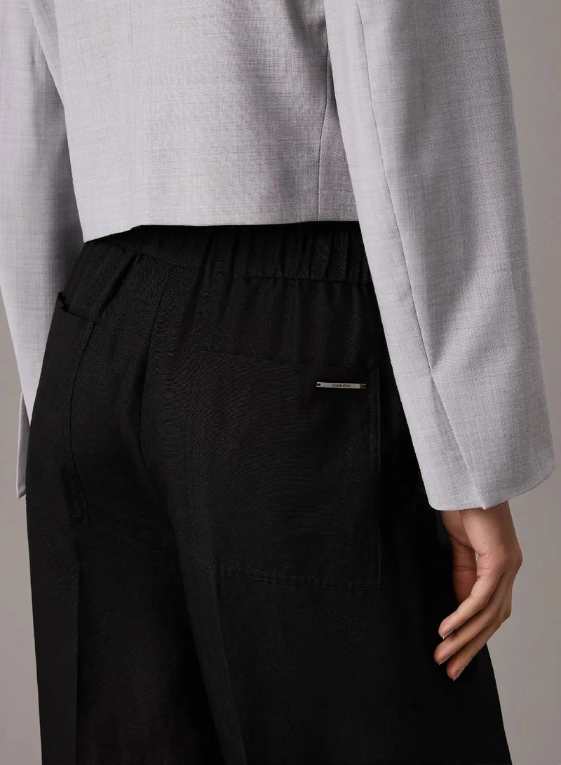 Calvin Klein Ck Black Wide Leg Linen Blend Trousers for Women | Best Price UAE