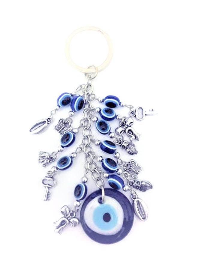 NIBEMINENT Evil Eye Key Chain With Charms Blue/White/Silver