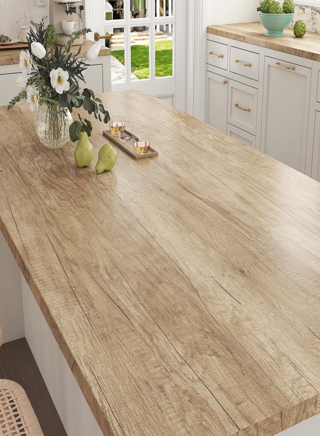 Decotalk Light Wood Contact Paper Peel and Stick Wood Countertop Contact Paper Light Woods Grain Cover Papers for Countertops Waterproof 17.7x120 Inch Timber Look Wallpaper Removable Woods Vinyl Wrap - Image 2