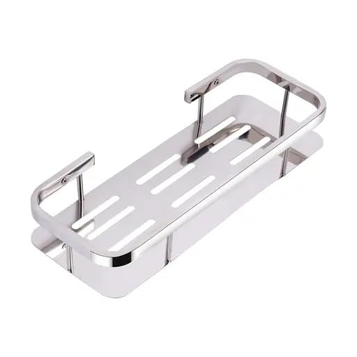 Stainless Steel 304 Bathroom Shower Caddy, Wall-Mounted Storage Organizer, Chrome Finish - Image 1