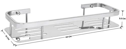 Stainless Steel 304 Bathroom Shower Caddy, Wall-Mounted Storage Organizer, Chrome Finish - Image 2