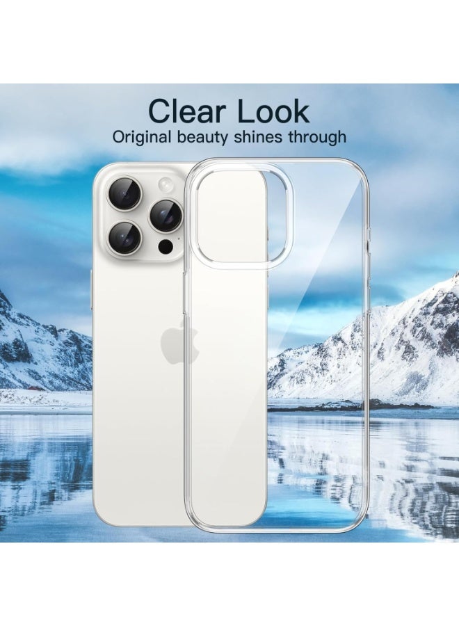 جراب حماية للكاميرا متوافق مع iPhone 15 Pro جراب شفاف، جراب هاتف محمول iPhone 15 Pro جراب واقٍ رقيق ناعم من السيليكون مضاد للاصفرار - شفاف - Image 3
