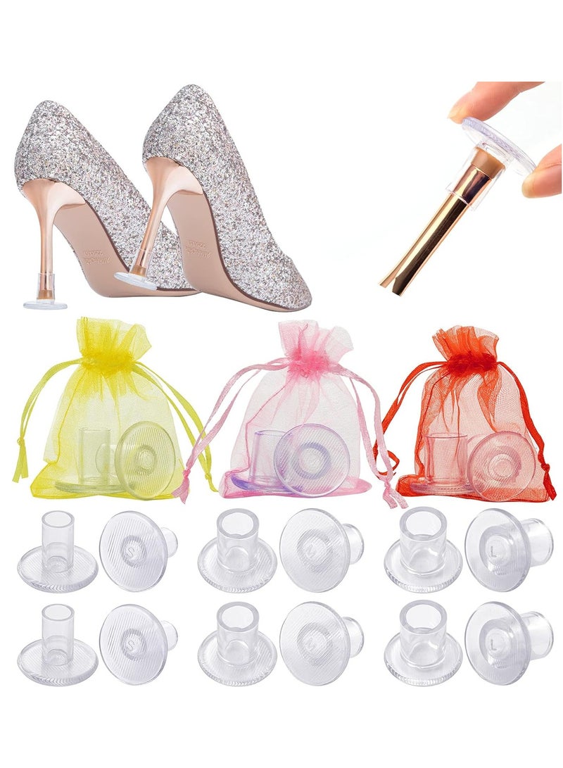 6 Pairs Heel Protectors - 3 Sizes, Clear Heel Stoppers for Walking on Grass and Uneven Floor - Image 1