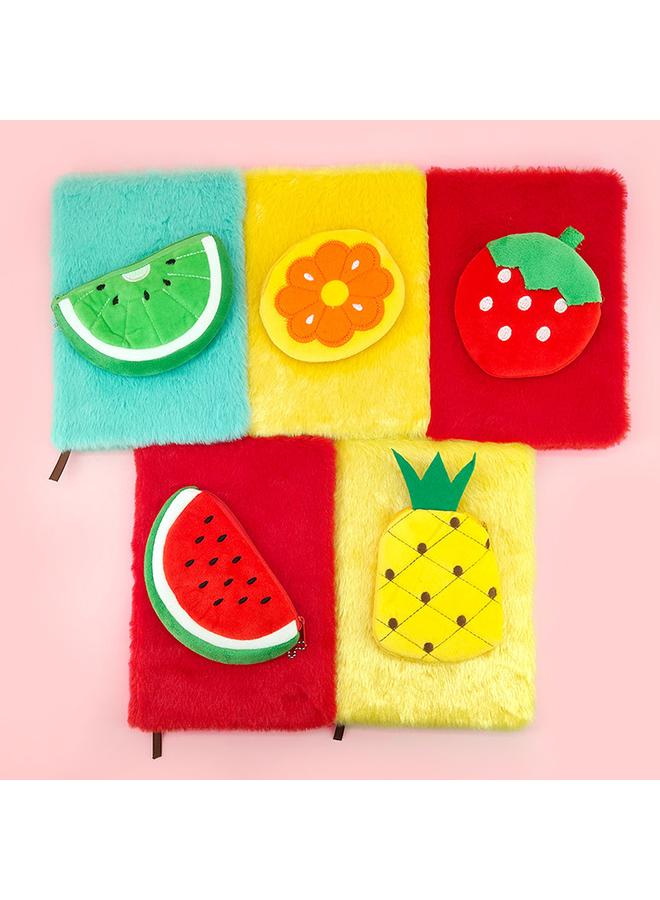 Bluejw Cross-border Fruit Plush Notebook Children's Hand Ledger Pineapple Strawberry Orange Kiwi Diary Notepad - Image 2