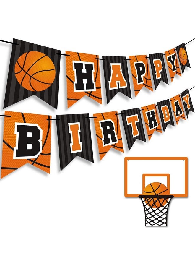 Levfla Basketball Happy Birthday Banner Slam Dunk Party Decoration Supplies Kids Teenagers Boys B-day Photo Prop Pennant Ideas NO DIY Required - Image 1