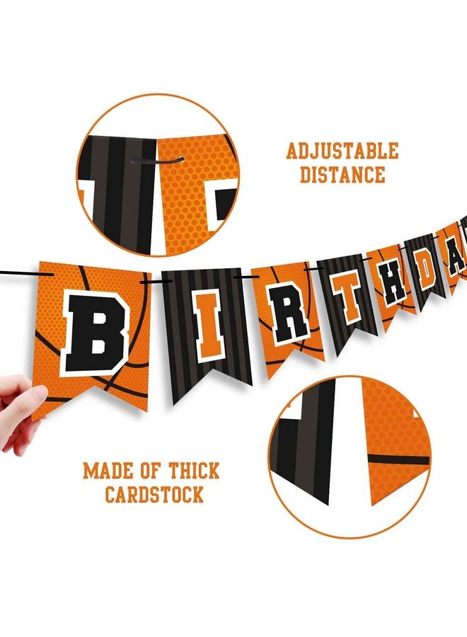 Levfla Basketball Happy Birthday Banner Slam Dunk Party Decoration Supplies Kids Teenagers Boys B-day Photo Prop Pennant Ideas NO DIY Required - Image 3