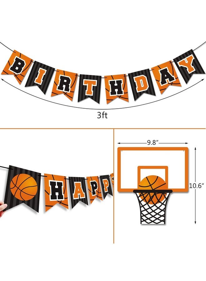 Levfla Basketball Happy Birthday Banner Slam Dunk Party Decoration Supplies Kids Teenagers Boys B-day Photo Prop Pennant Ideas NO DIY Required - Image 5