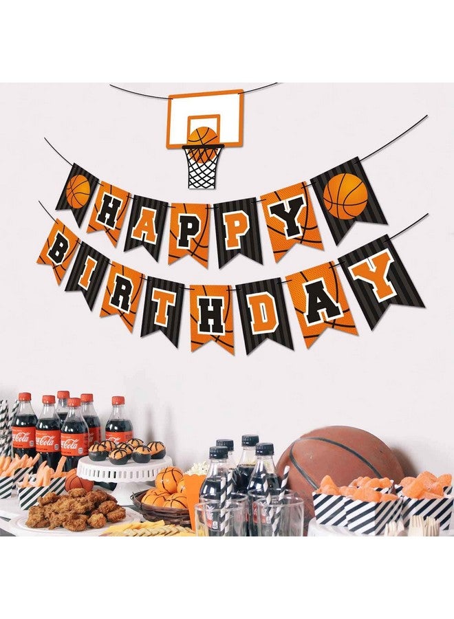 Levfla Basketball Happy Birthday Banner Slam Dunk Party Decoration Supplies Kids Teenagers Boys B-day Photo Prop Pennant Ideas NO DIY Required - Image 4