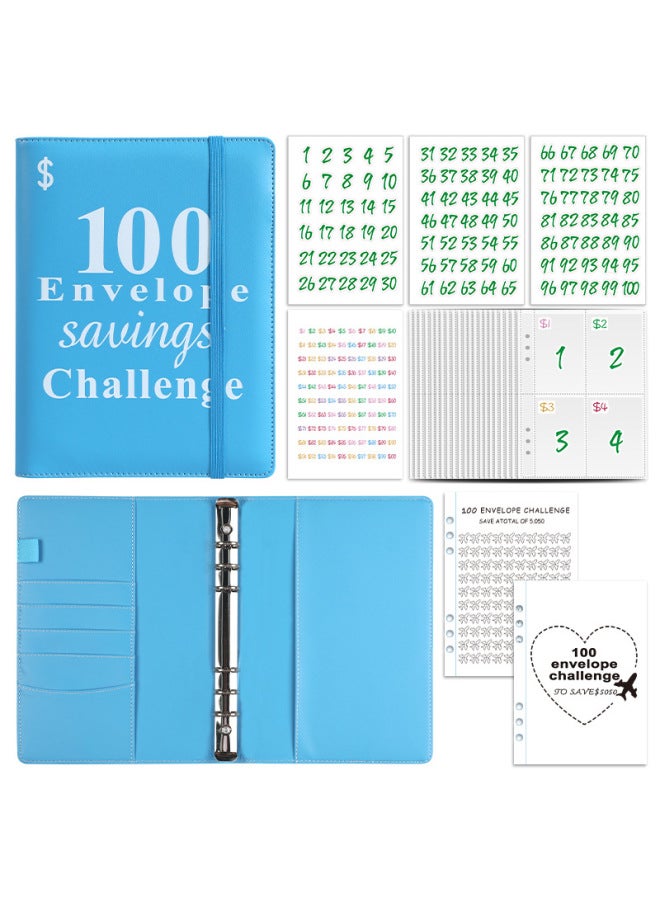 HONGYANG Envelopechallenge Loose-leaf Notebook 100 Days Money Saving Book Challenge Cash Saving Book - Image 1