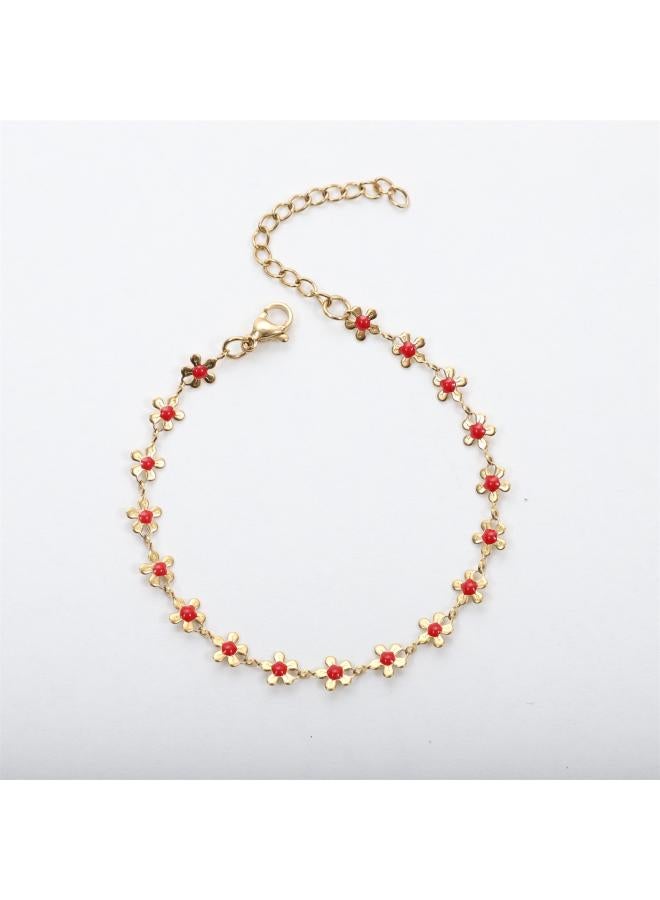 Jinyiyuan Five-petal Flower Drop Oil Bracelet 8k Gold Vacuum Electroplated Stainless Steel Bracelet Fashion Good Color Retention