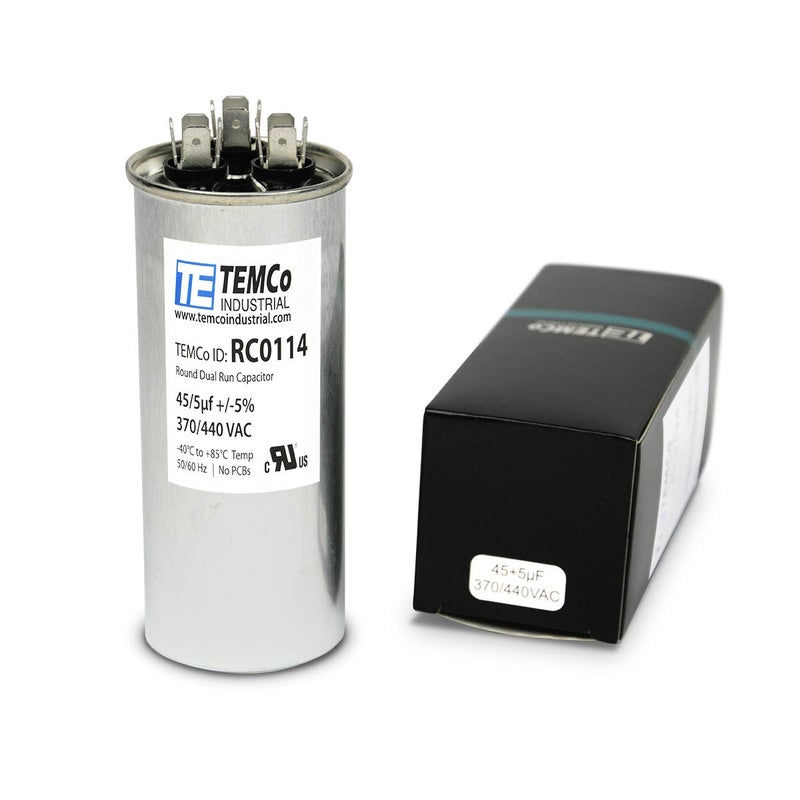 TEMCo Industrial TEMCo 45+5 uF Dual Run Capacitor CBB65, 45/5 MFD, 370-440V, Round, 50/60Hz | for HVAC AC Fan, Motor, Blower Applications - Image 5