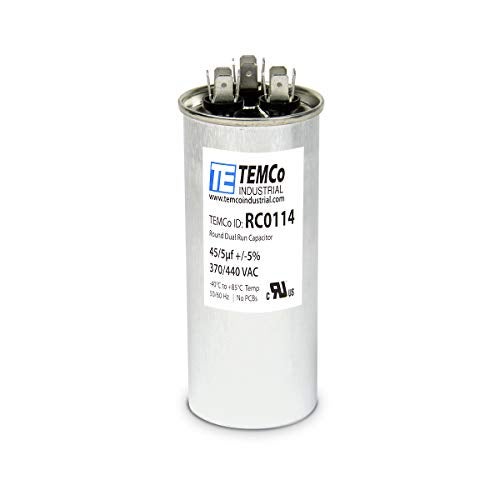 TEMCo Industrial TEMCo 45+5 uF Dual Run Capacitor CBB65, 45/5 MFD, 370-440V, Round, 50/60Hz | for HVAC AC Fan, Motor, Blower Applications - Image 2