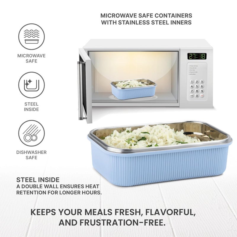 Milton MILTON Cool Touch Rectangular 400 Stainless Steel Container, 380 ml, Blue, Microwave Safe, Food Grade, BPA Free, Refrigerator Safe - Image 4