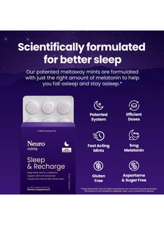 NeuroGum Neuro Melatonin 5mg Sleep & Recharge Mints (72 Pieces) - Fast Dissolve Melatonin Sugar Free Mints with Lemon Balm & Chamomile for Better Sleep - Calm Sleep Supplement for Adults - Night Berry Flavor  - Image 2