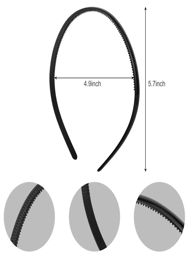 JUNSDUKE 4 Pack Headbands, Comb Headbands, Hair Bands with Teeth, Thin Skinny Head Bands For Women, Girls (Black, Medium) - Image 2