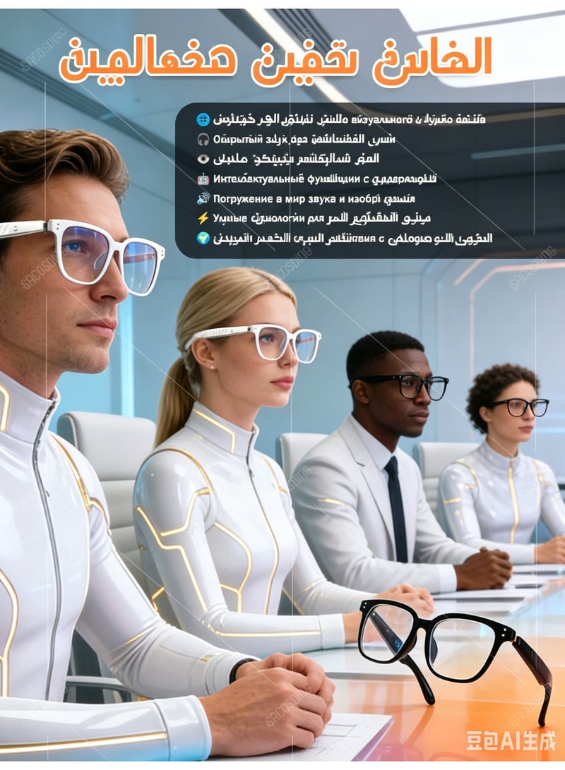 نظارات ذكية للترجمة بالذكاء الاصطناعي مع بلوتوث، مضادة للضوء الأزرق، ومساعد صوتي للرجال والنساء، تدعم أكثر من 100 لغة - Image 3