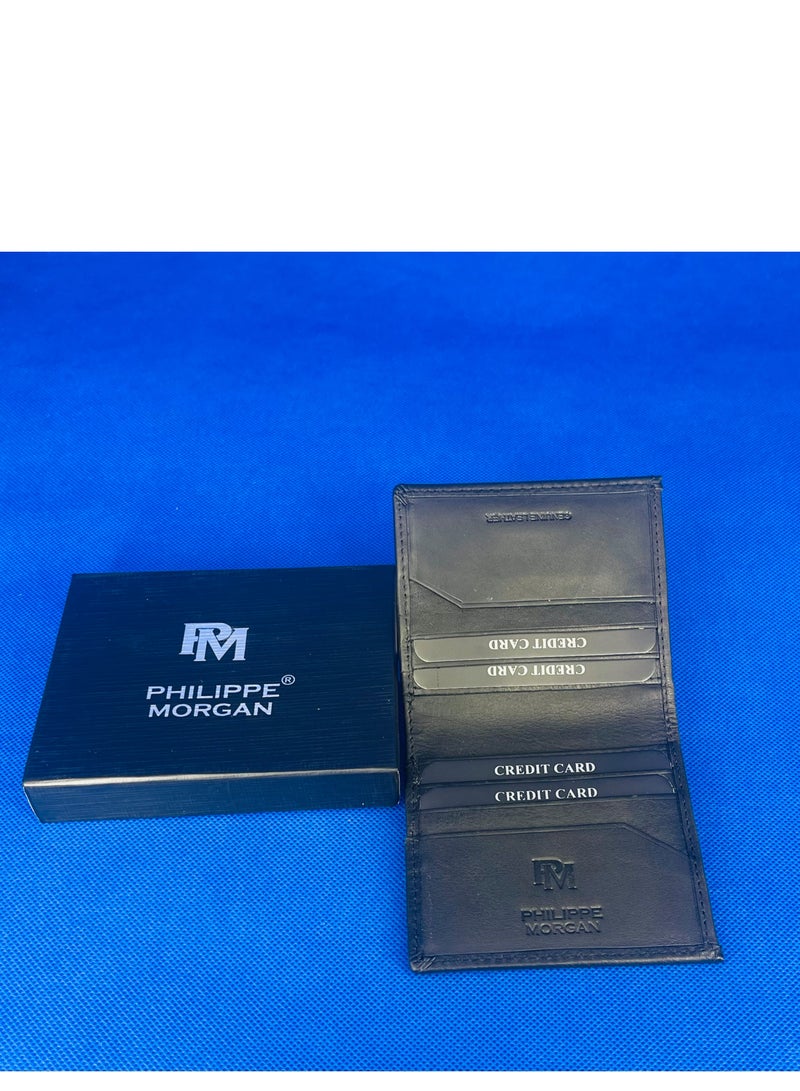 فيليب مورجان محفظة جلدية أصلية فاخرة قابلة للطي مع 14 فتحة لحامل البطاقات - Image 1