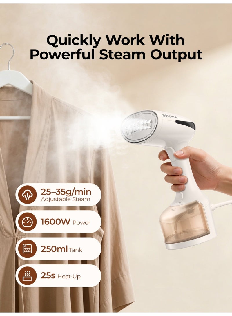 DOSCHER [Upgrade]1600 Watts Handheld Garment Steamer – Portable Steam Iron for Clothes with 3 Steam Levels & 25s Fast Heat-up, Wrinkle Remover - Image 5