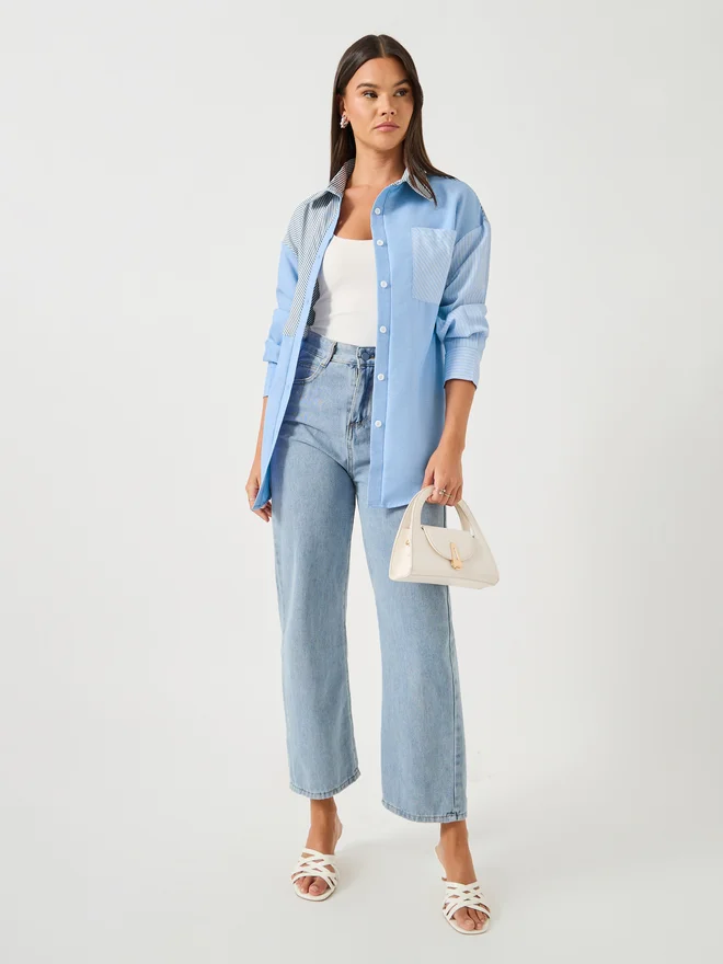 Take Two Take Two Women Color Block Pocket Detail Oversized Shirt