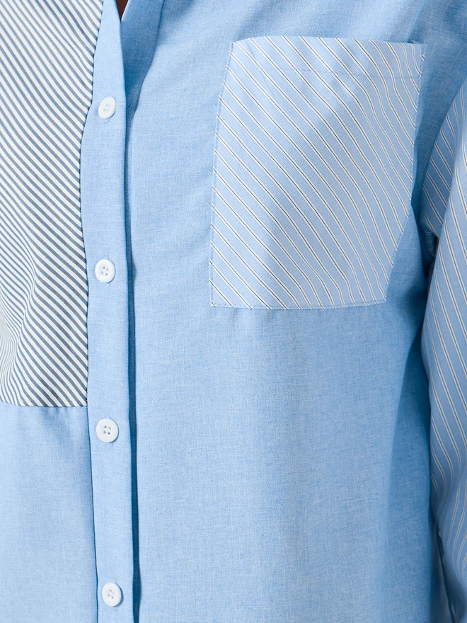 Take Two Take Two Women Color Block Pocket Detail Oversized Shirt