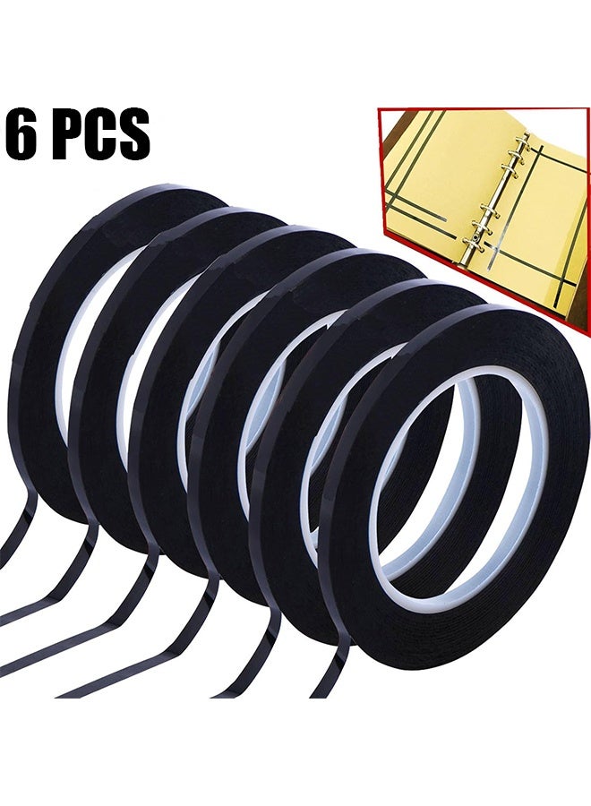 Ba Love 6 Pcs Whiteboard Tape Line, 108 Feet Feet Long per Roll, Dry Erase White Board Graphic Grid Marking Gridding Self Adhesive Artist Thin Pinstriping Tape Black (1/8 inch Width) - Image 1