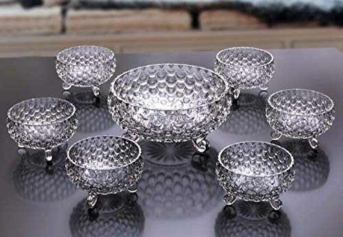 HOMIES INTERNATIONAL HOMIES INTERNATIONAL Crystal Lotus Shape Glass esert IceCream Sundae Bowl Serving Bowl Pudding 7 Pieces 1 Mixing Bowl 6 Serving Bowls  - Image 4