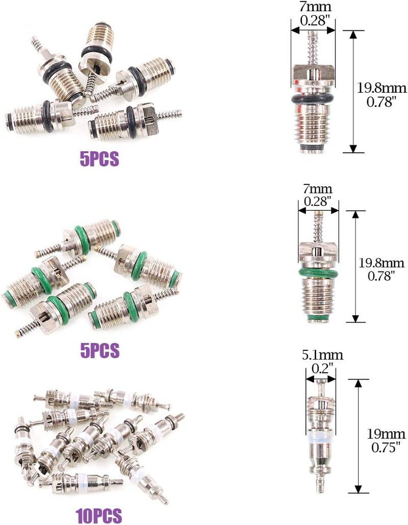 Swpeet 41Pcs R12 / R134a AC Master Valve Core Repair Kit, Including Assortment R12 R134a Valve Core Refrigeration Tire Stem with Remover Tool for Most Cars - Image 2