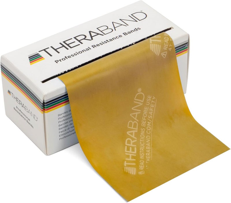 TheraBand شريط ثيراباند 6 يارد رول احترافي من اللاتكس النخبوي - مستوى 7 / أقصى - ذهبي - Image 1