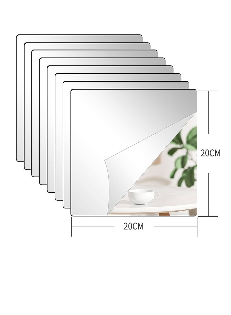 BEIRUI 8PCS self adhesive mirror sticker mirror 20*20cm acrylic mirror school mirror flexible lens mirror sticker wall school home living room bathroom bedroom decoration - Image 2