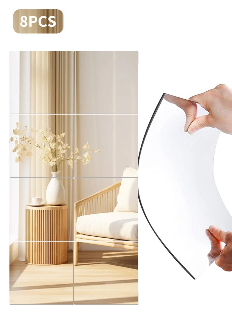 BEIRUI 8PCS self adhesive mirror sticker mirror 20*20cm acrylic mirror school mirror flexible lens mirror sticker wall school home living room bathroom bedroom decoration - Image 1