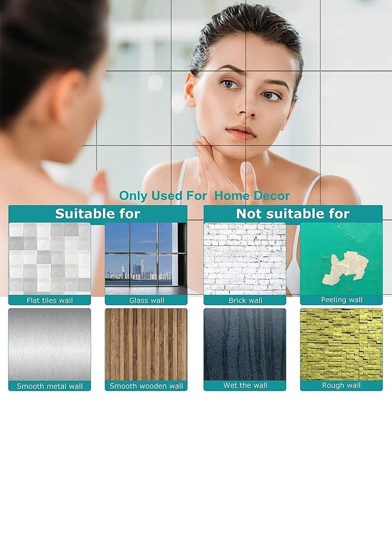 BEIRUI 8PCS self adhesive mirror sticker mirror 20*20cm acrylic mirror school mirror flexible lens mirror sticker wall school home living room bathroom bedroom decoration - Image 5