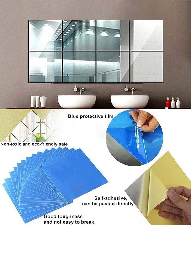 BEIRUI 8PCS self adhesive mirror sticker mirror 20*20cm acrylic mirror school mirror flexible lens mirror sticker wall school home living room bathroom bedroom decoration - Image 3