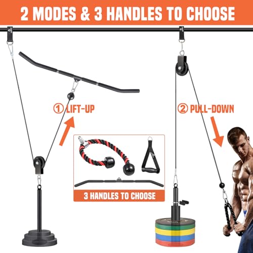SERTT Cable Pulley System Gym, Power Rack Pulley Attachment with 2-in-1 LAT Pull Down Bar and Upgraded Loading Pin,Used for Triceps Pulldown, Biceps, Back, Shoulder - Image 3