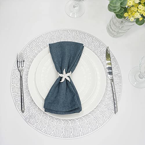 Utalek Starfish Napkin Rings Set of 6, Sea Star Silver Napkin Ring Holders for Nautical, Dinner Party, Summer, Wedding, Theme Party, Beach, Coastal Table Decor and Daily Use (6, Starfish Silver) - Image 5