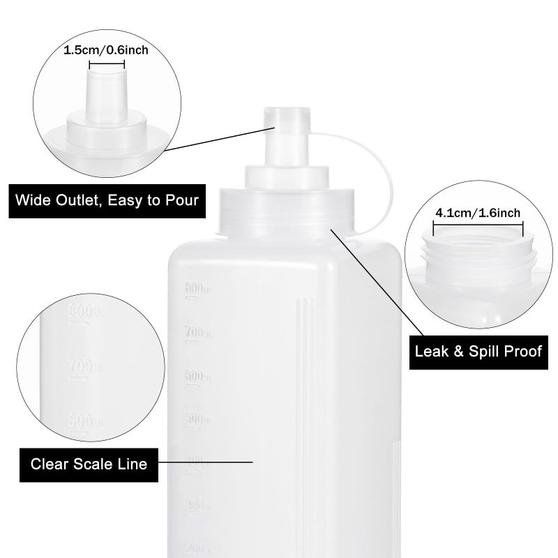 Uceoo Condiment Squeeze Bottle Wide Mouth, 800ml 27oz Clear Squeeze Bottles with Cap Lids for Chunky Sauces, Resin, Crafts, Food Grade,Square Shape - Image 3
