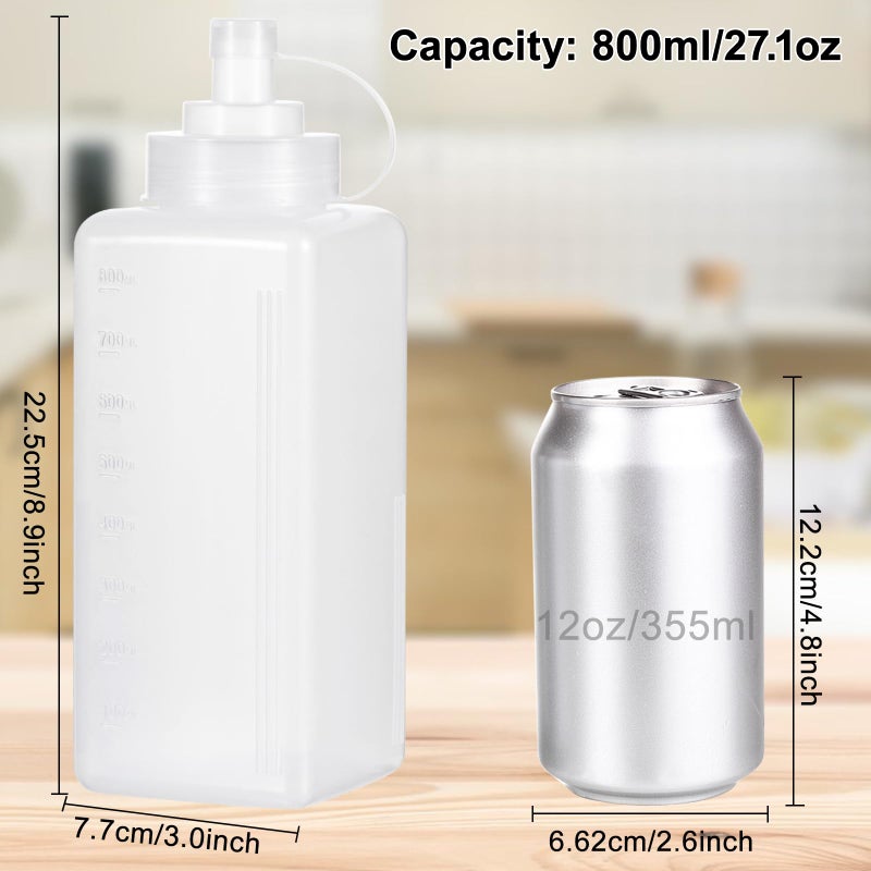Uceoo Condiment Squeeze Bottle Wide Mouth, 800ml 27oz Clear Squeeze Bottles with Cap Lids for Chunky Sauces, Resin, Crafts, Food Grade,Square Shape - Image 2
