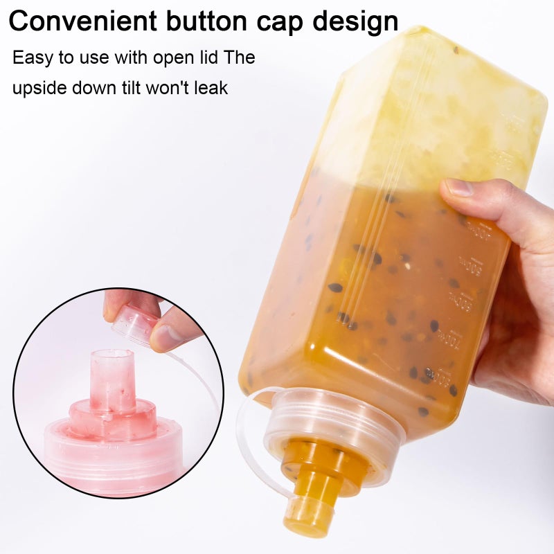 Uceoo Condiment Squeeze Bottle Wide Mouth, 800ml 27oz Clear Squeeze Bottles with Cap Lids for Chunky Sauces, Resin, Crafts, Food Grade,Square Shape - Image 5