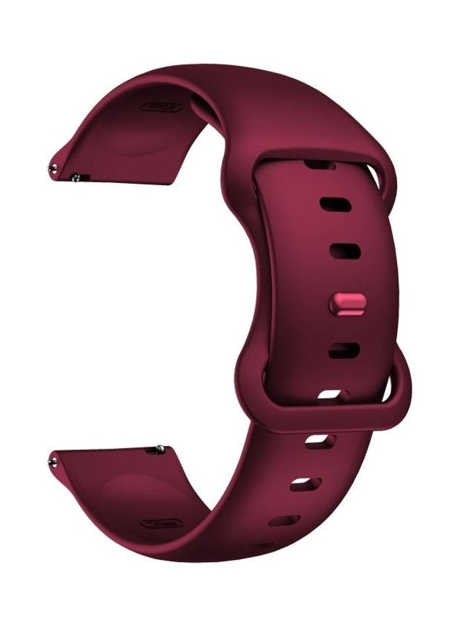 NIBEMINENT Butterfly Buckle Silicone Replacement Strap Watchband 22mm For Samsung Galaxy Watch Active 3 45mm Wine Red - Image 1